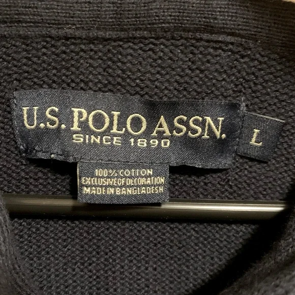 ⛄️PRICE DROP U.S. Polo Assn. Men's Reverse Jersey Shawl Collar Sweater SZ L - Picture 4 of 8